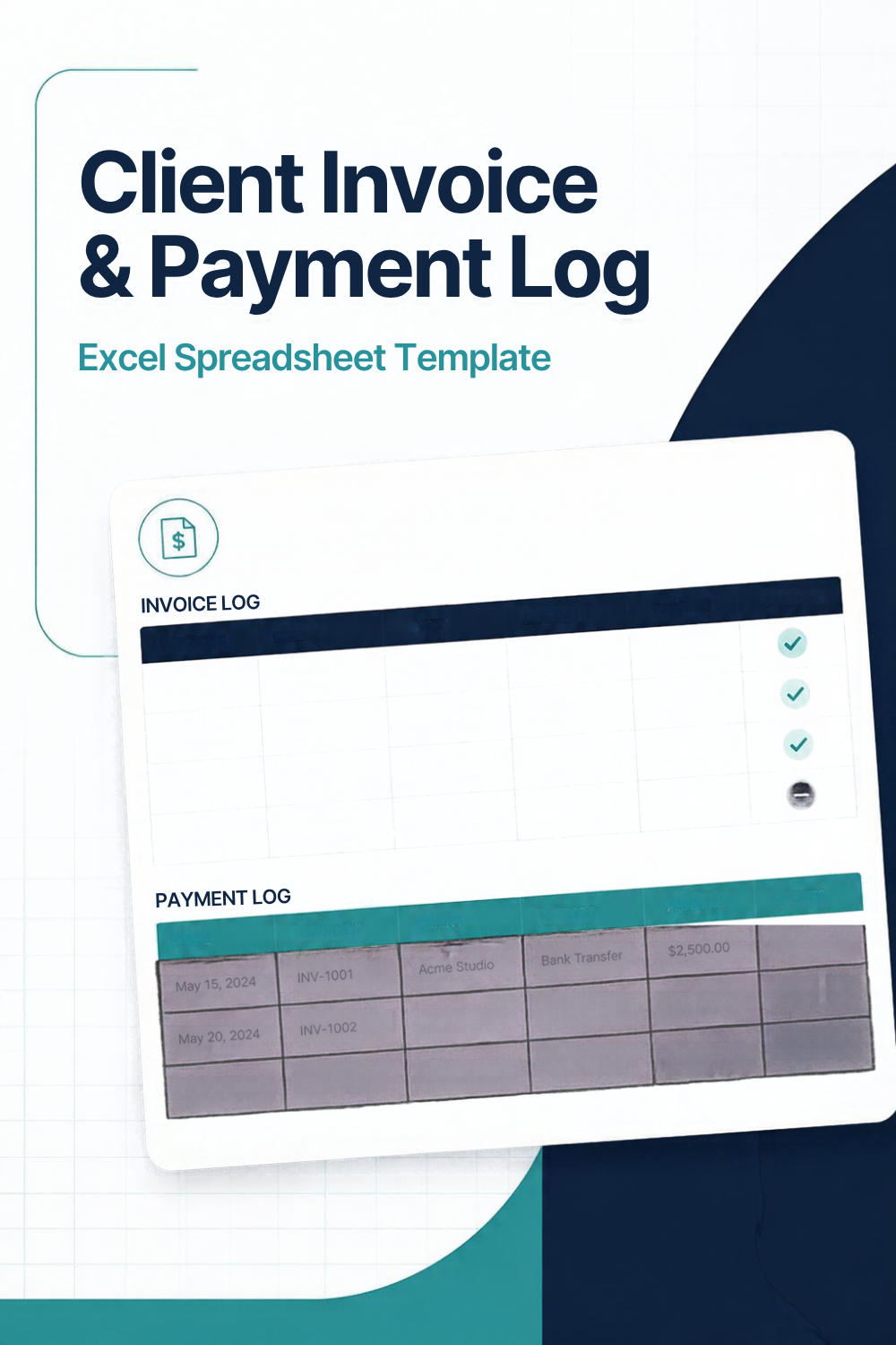 Client Invoice & Payment Log spreadsheet template cover image